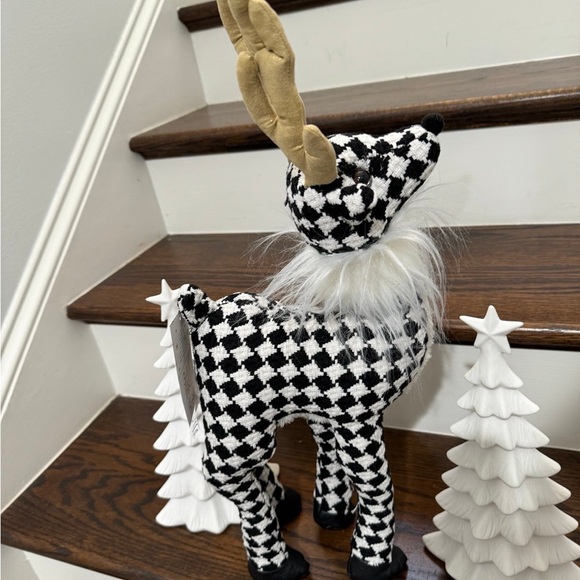 34TH & PINE BLK/WHITE HOUNDSTOOTH CHRISTMAS REINDEER NEW - Picture 7 of 10